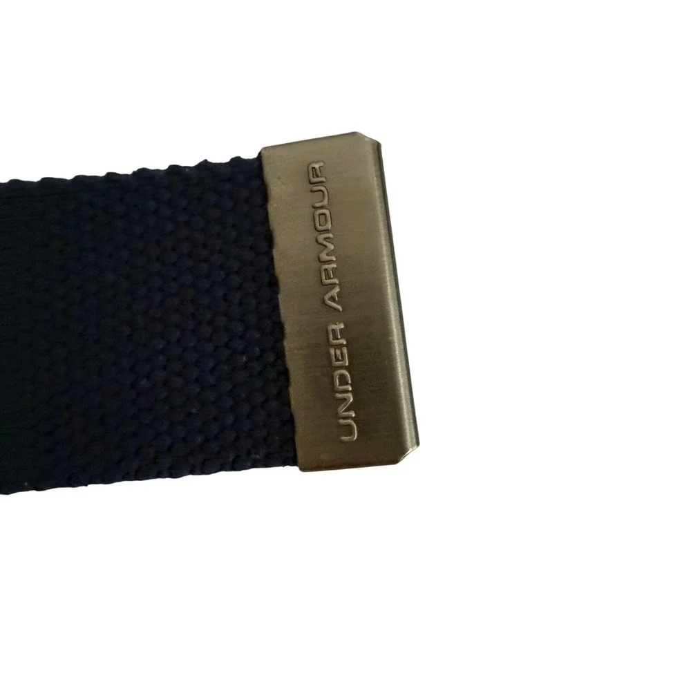 Under Armour Blue Canvas Belt Silver Logo Buckle Adjustable Sportswear Accessory